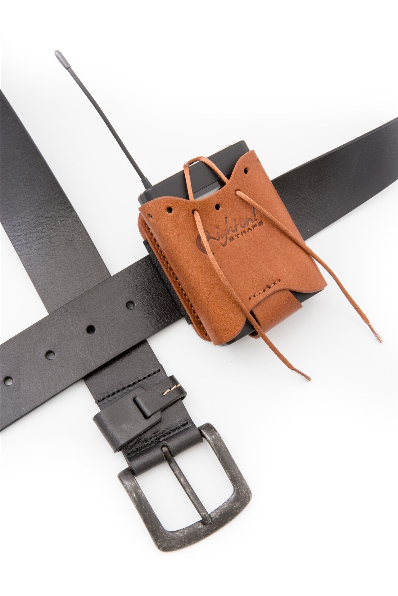 Wireless Pocket In-Ear transmitter Leather-Pouch Brown
