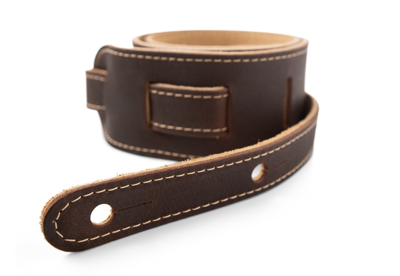 Leather Guitar Strap - Suede Back Choc Brown