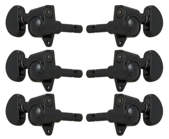106BC Original Locking Rotomatics with Round Button - Guitar Machine Heads, 3 + 3 - Black Chrome