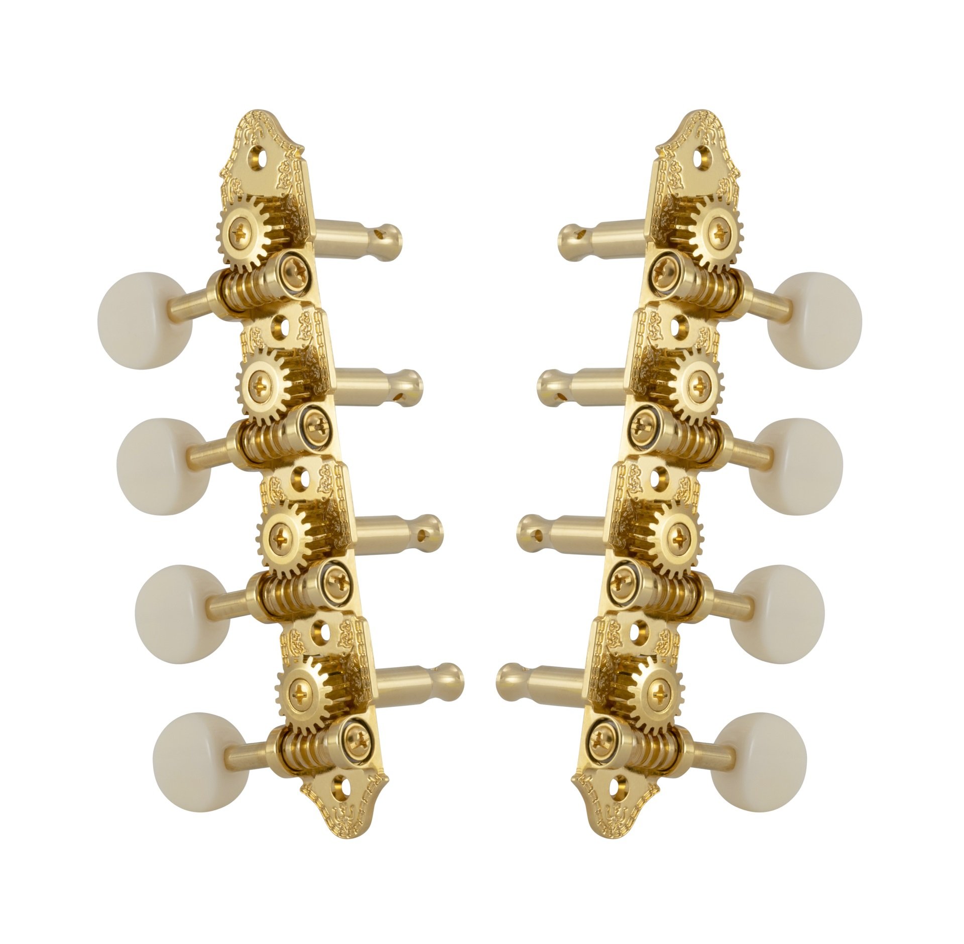 409VGW Professional Mandolin Machines with White Button - Mandolin Machine Heads, Standard 4 + 4, fo