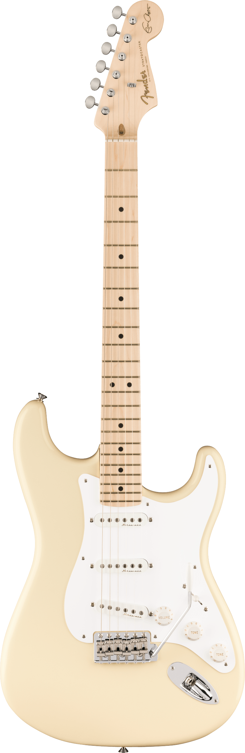 E-Gitarre, Cremefarben, Ahornhals, Single-Coil-Tonabnehmer, Stratocaster-Form