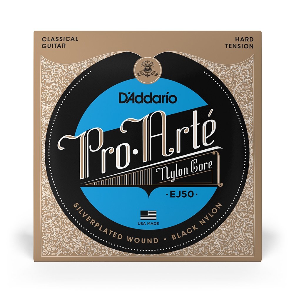 EJ50 Pro-Arte Saiten für Klassikgitarre, schwarzes Nylon, straffe Spannung