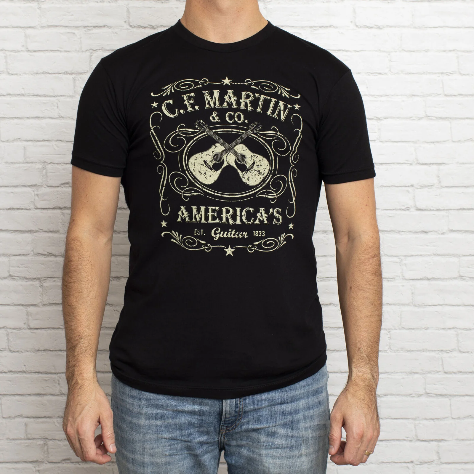 T-Shirt, Dual Guitar, Black, M 