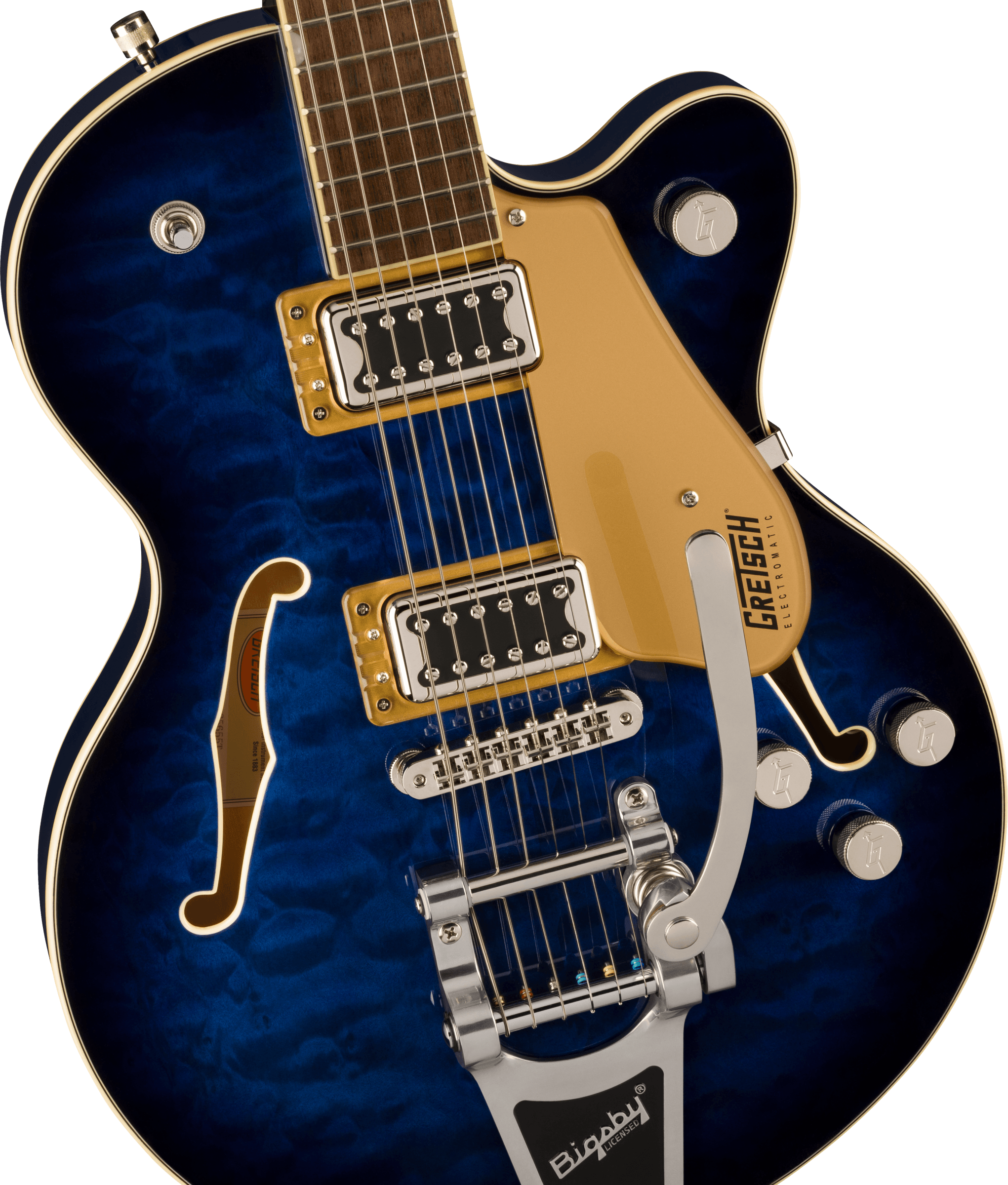 G5655T-QM Electromatic® Center Block Jr. Single-Cut Quilted Maple with Bigsby®, Hudson Sky