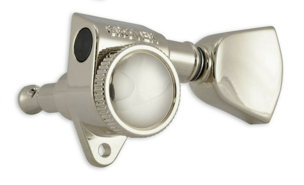 502NK Roto-Grip Locking Rotomatics with Crown Button - Guitar Machine Heads, 3 + 3 - Nickel