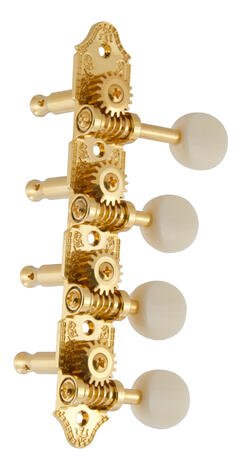 409FVGW Professional Mandolin Machines with White Button - Mandolin Machine Heads, Vintage 4 + 4, fo