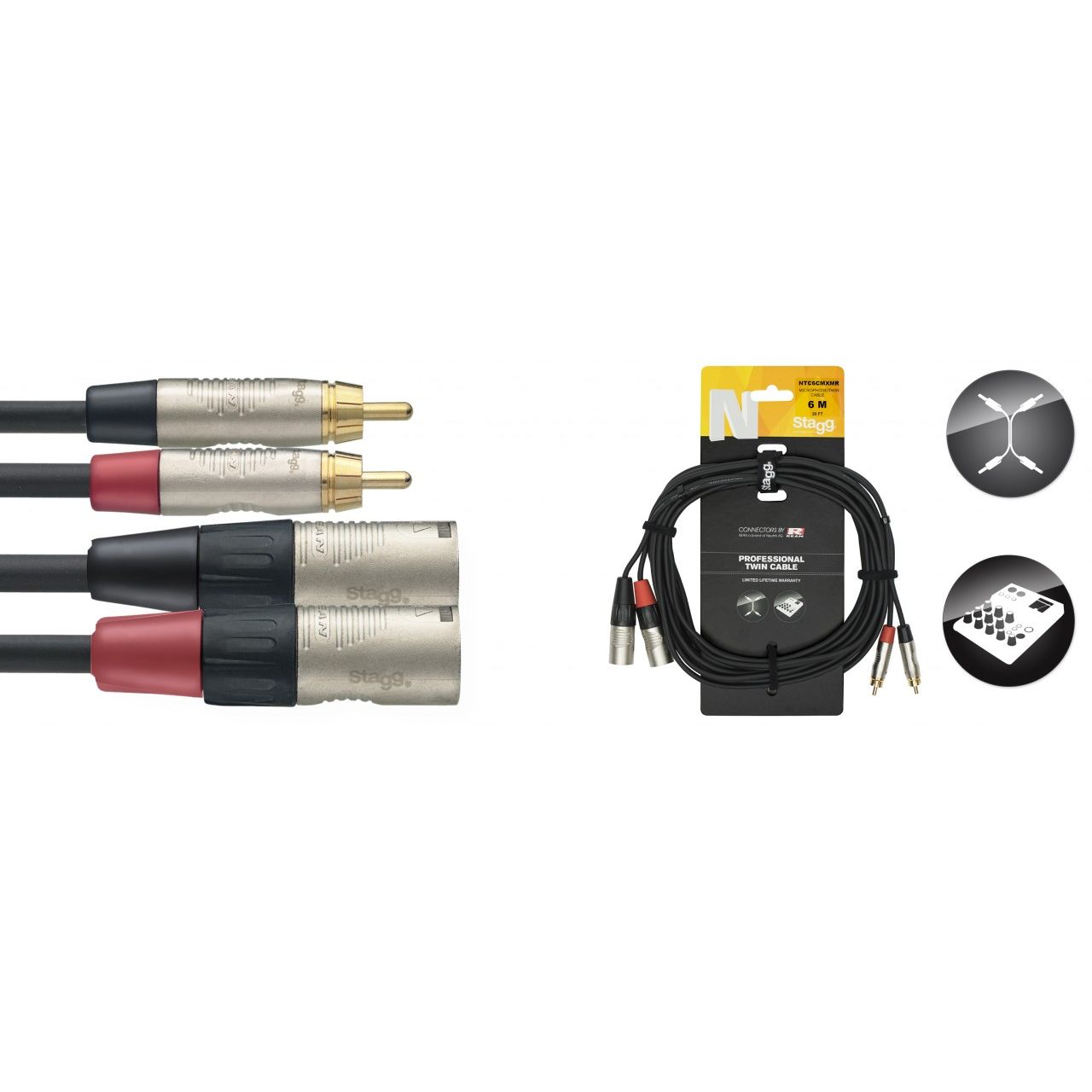 Stagg NTC6CMXMR - 6m Twinkabel Cinch - XLRm