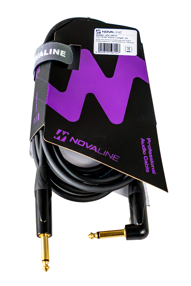 Audiokabel, Instrumentenkabel, schwarz, vergoldete Klinkenstecker, gewinkelt