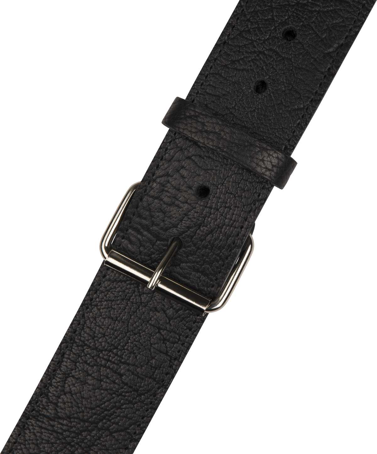 Shark Fin Leather Strap, Black and White, 2"