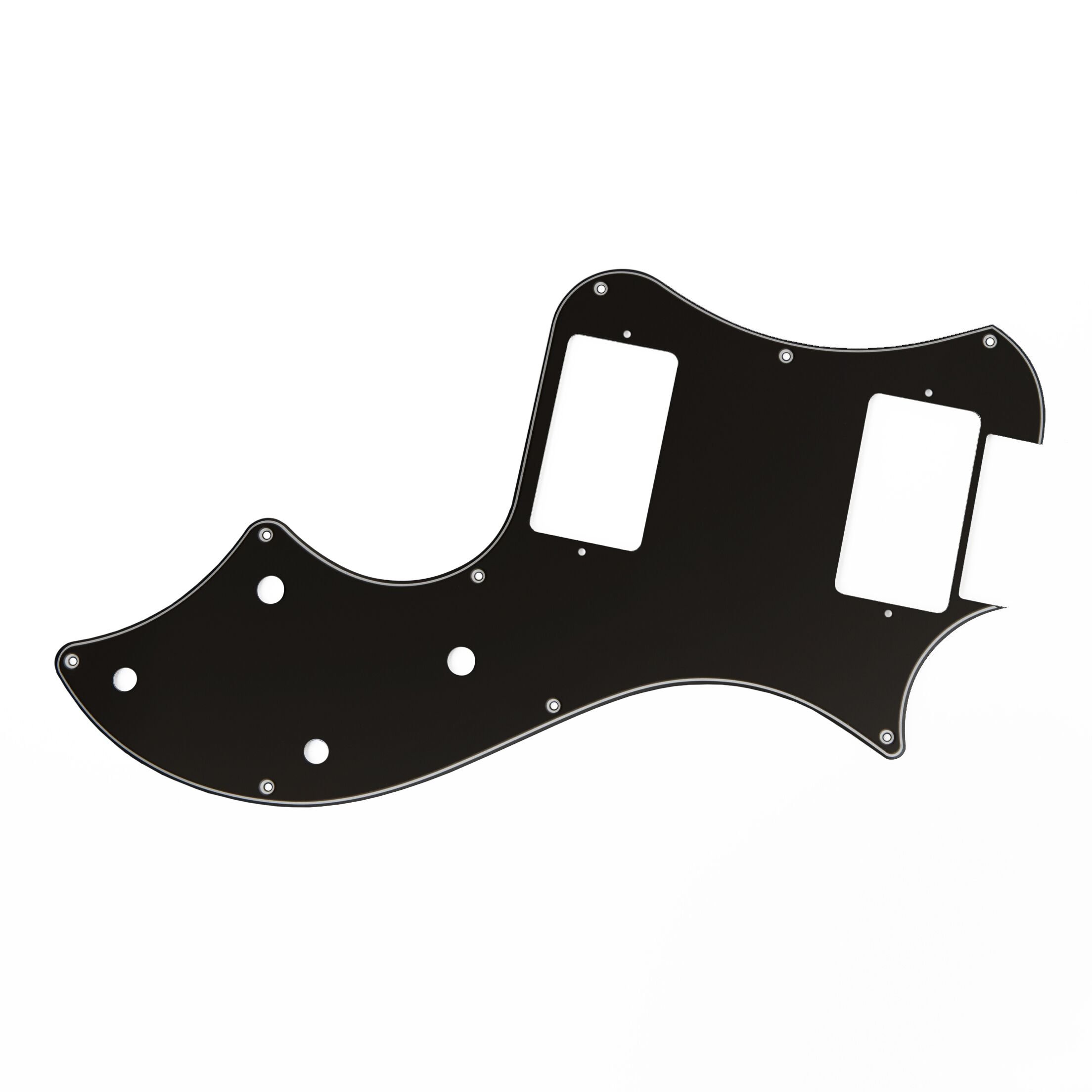 S2 SC Standard Satin Pickguard, 3-Ply, Black/White/Black