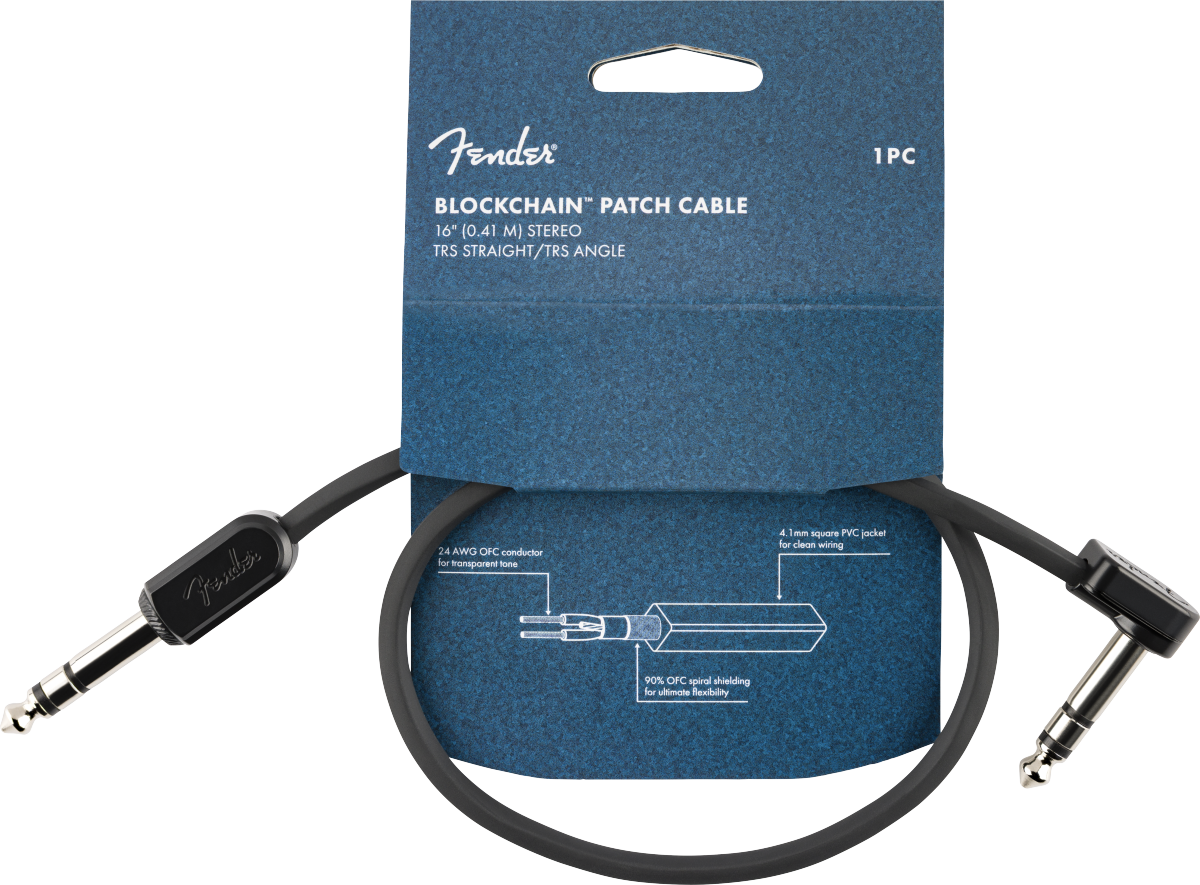 Blockchain 16" Patch Cable, Stereo TRS, Straight/Angle