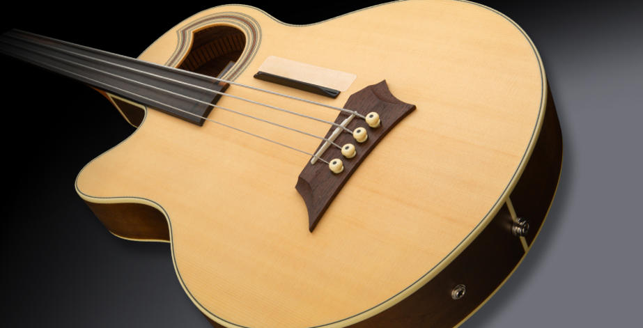RockBass Alien Deluxe Hybrid Thinline, Lefthand, 4-String, Fretless - Natural Transparent Satin
