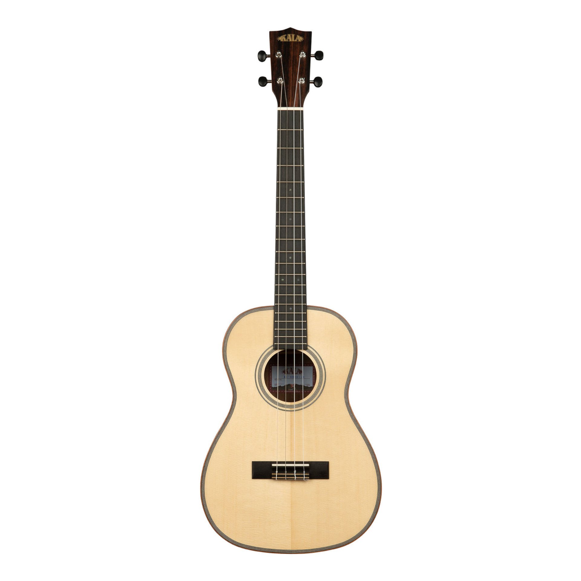 KA-SSEBY-B Baritone Ukulele Solid Spruce Top Striped Ebony