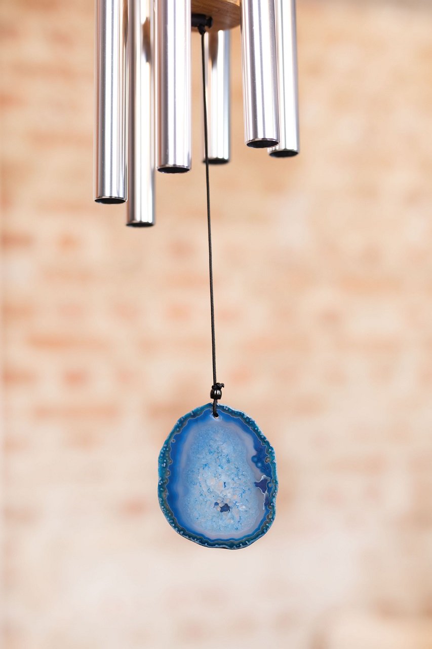 Blue Agate Meditation Chime, 29" / 73 cm, Silber