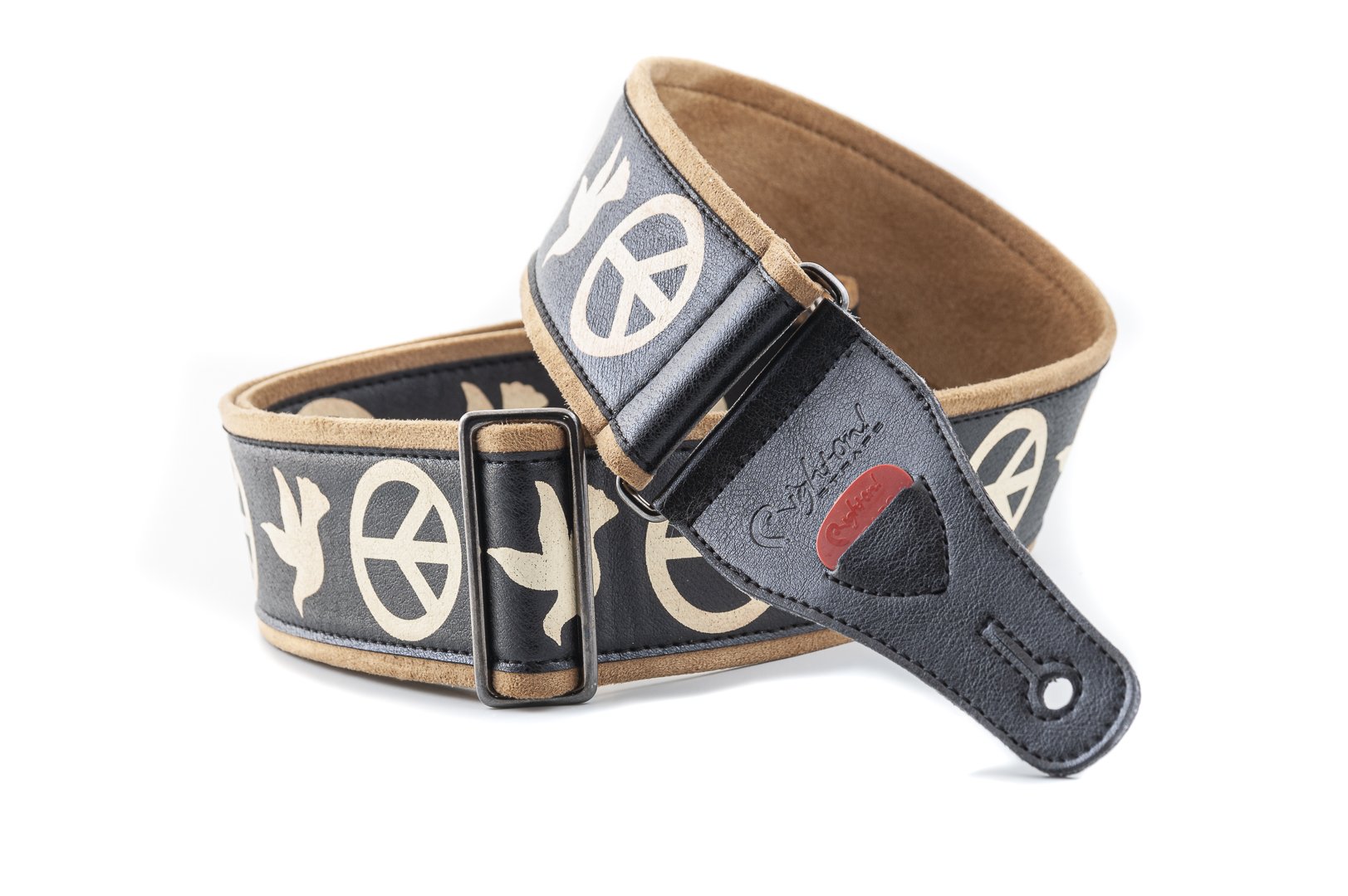 Peace & Doves Guitar Strap Black