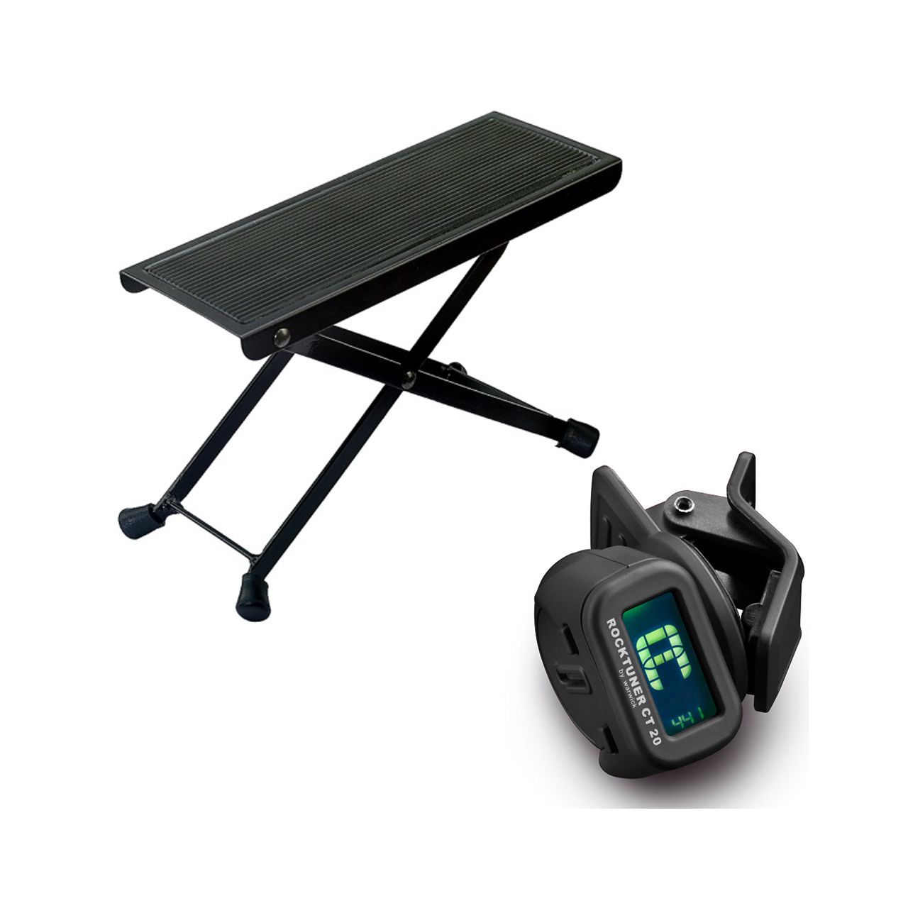 Einsteiger-Bundle 6: Fußbank + Clip-On Tuner / schwarz