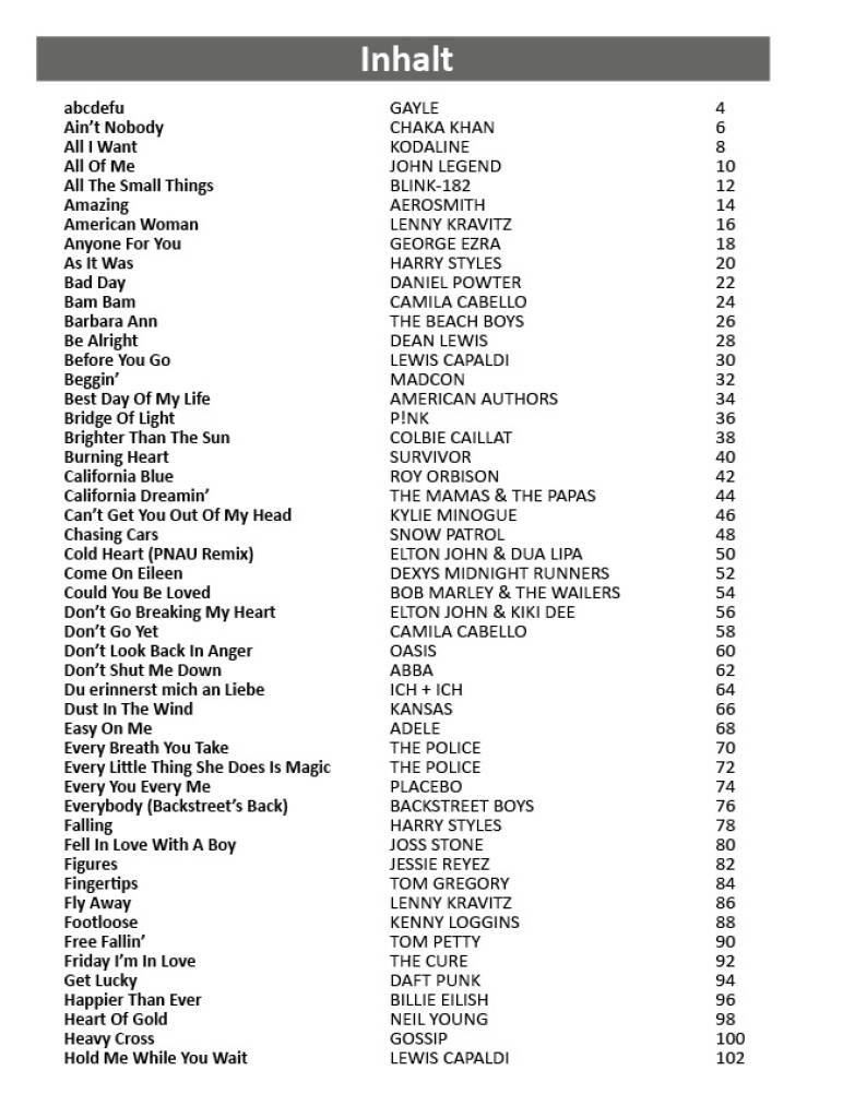 100 Popsongs für Gitarre