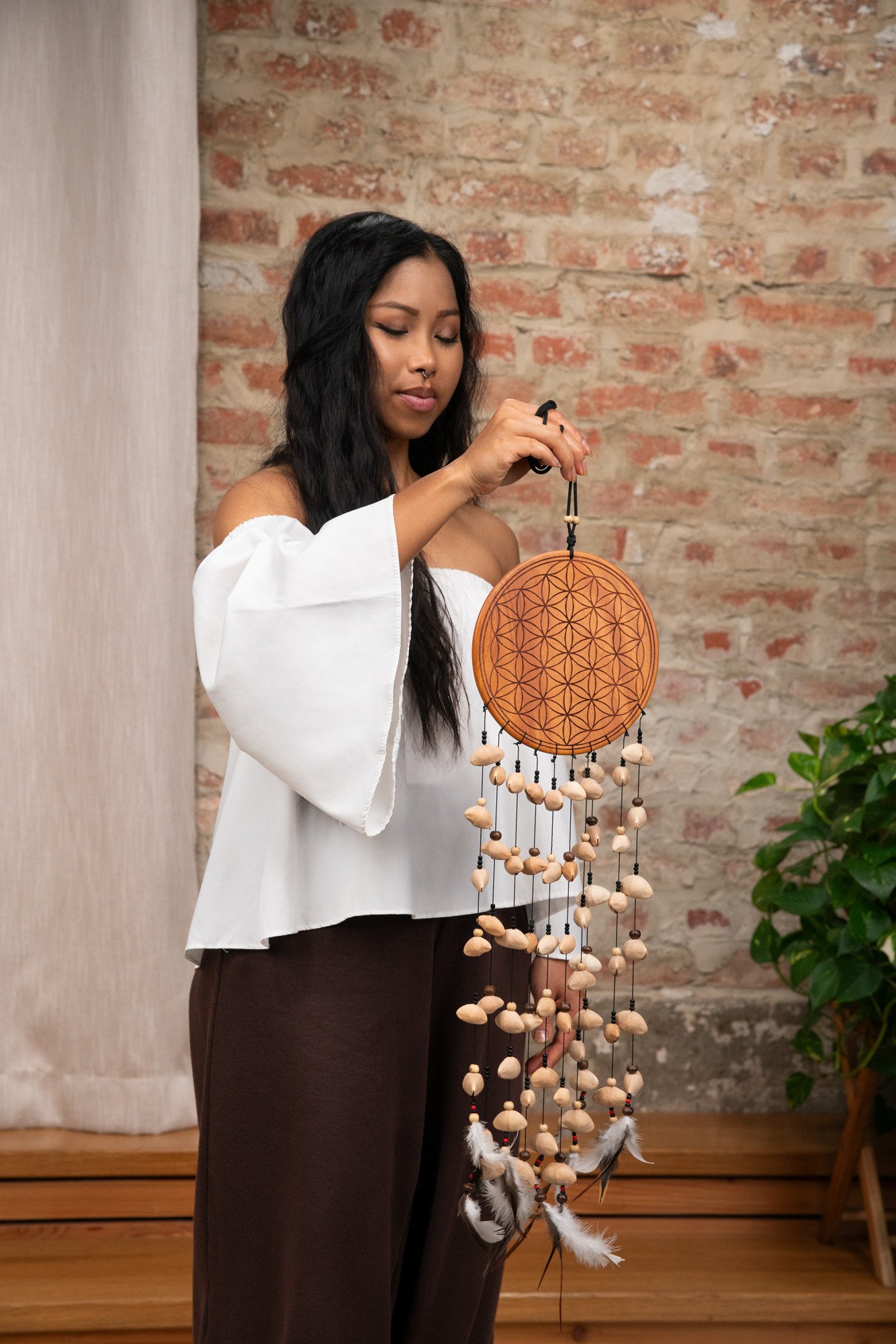 Large Flower of Life Kenari Chimes - 10 Cords