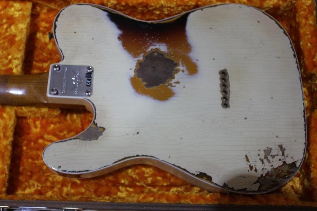 Limited Edition Cunife Telecaster Custo-Heavy Relic, Aged Vintage White Over 3-Color Sunburst