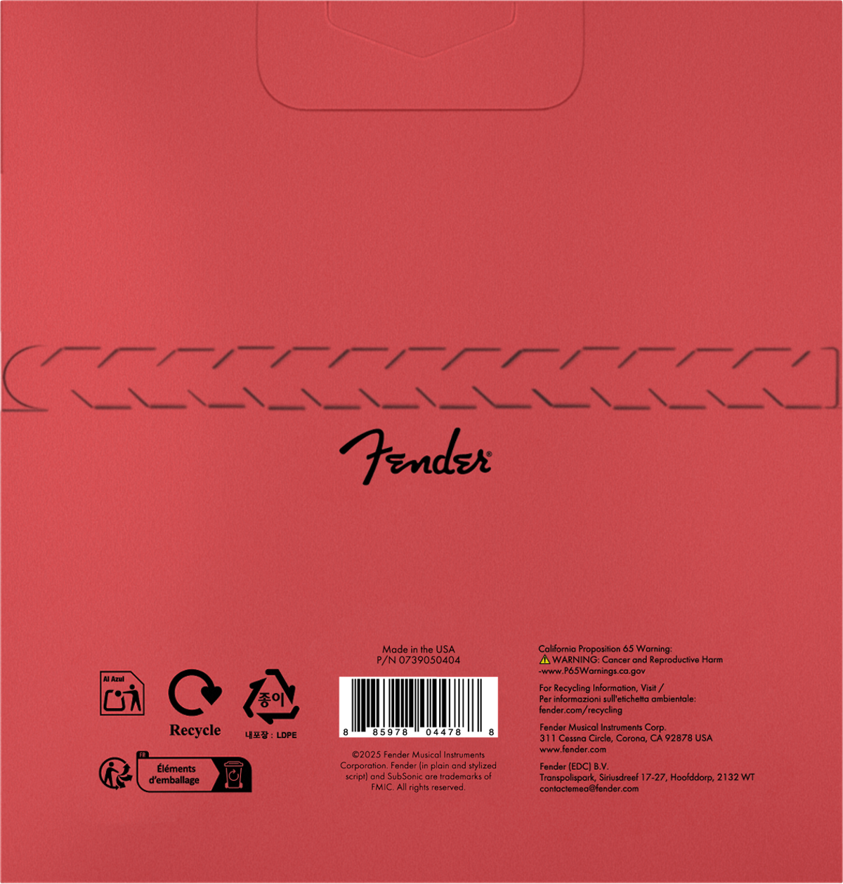 Gitarrenverpackung, Kartonverpackung, Rot, Fender-Logo