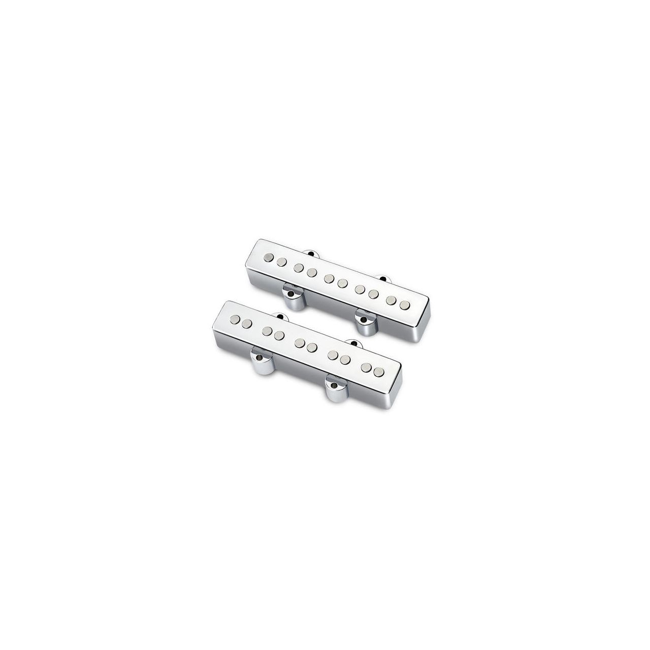 Passive J/J-Style Bass Pickup Set, Metal Cover, Open Pole Pieces, 5-String - Chrome 