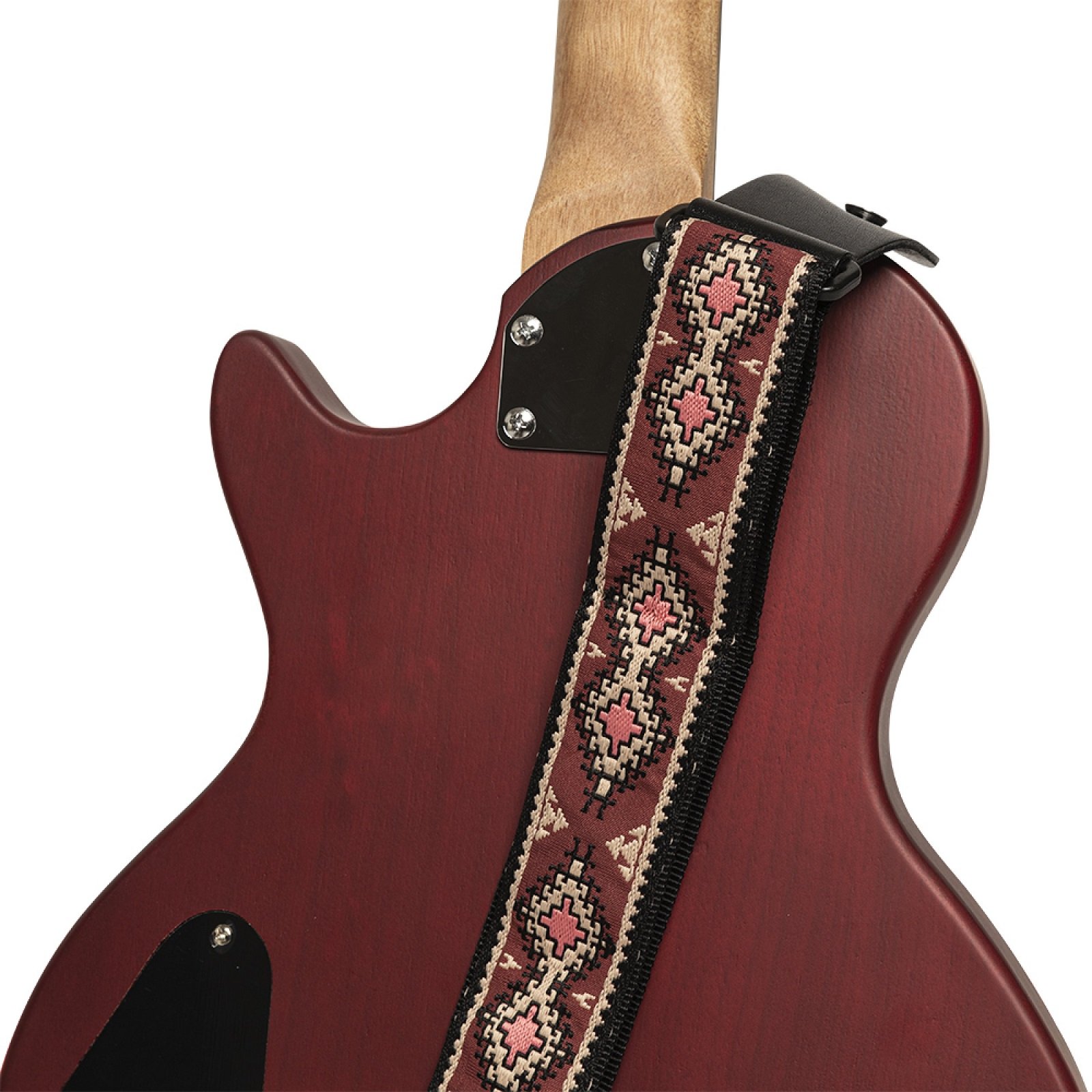 Gitarrengurt aus gewebtem Nylon, Rautenmuster, rot