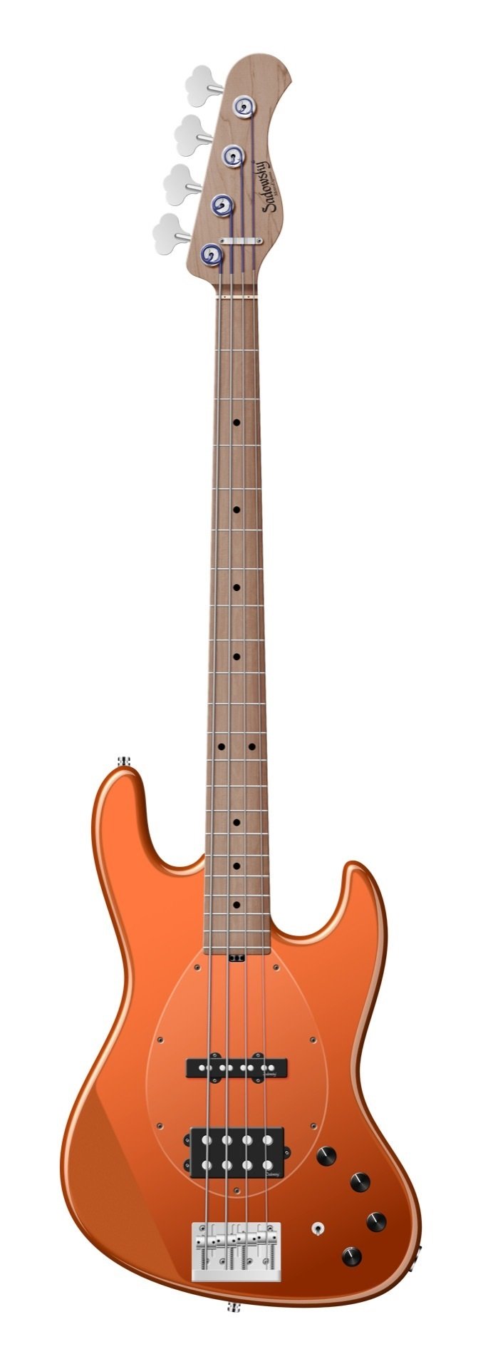 MetroExpress 21-Fret Vintage M/J Bass, Roasted Maple Fingerboard, 4-String - Solid Candy Apple Orang