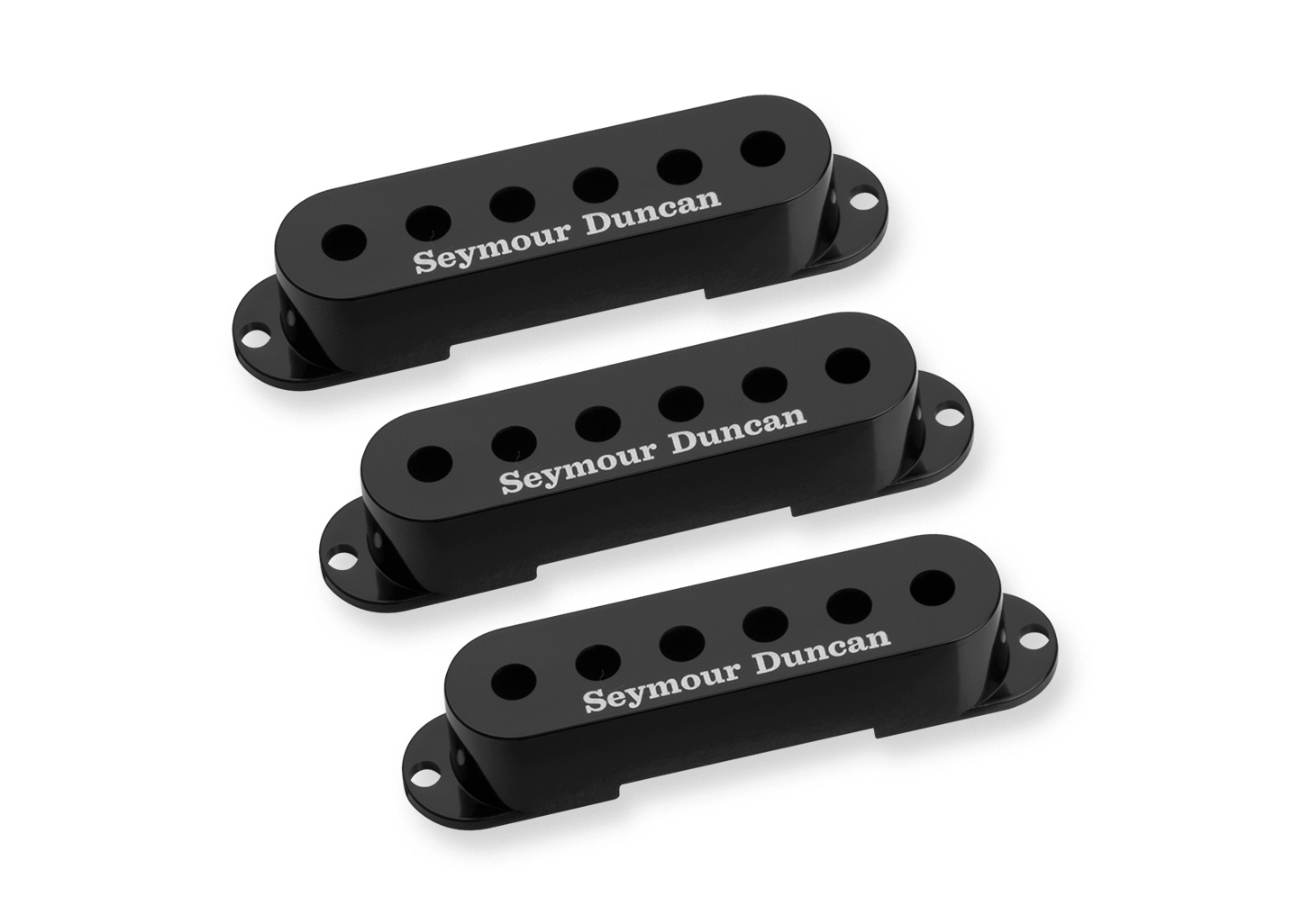 Pickup Cover Set for Strat - Black with Logo