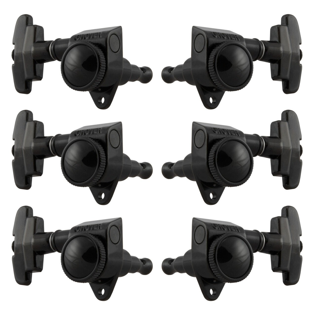 509BC Roto-Grip Locking Rotomatics with 3-Step Button - Guitar Machine Heads, 3 + 3 - Black Chrome
