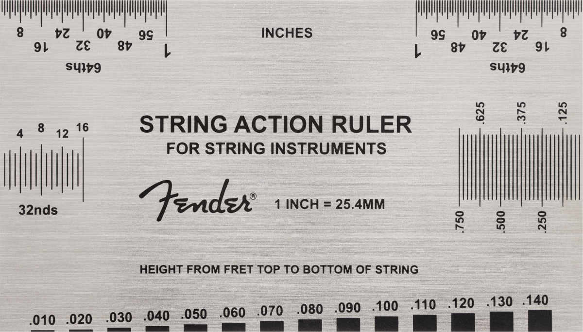 Saitenmaßlineal, Edelstahl, Gitarrenwerkzeug, Zoll- und Millimeterskala, Fender