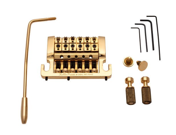 2210 - Stud Mount Guitar Tremolo (Aluminum Cam / Brass Saddles) - Gold