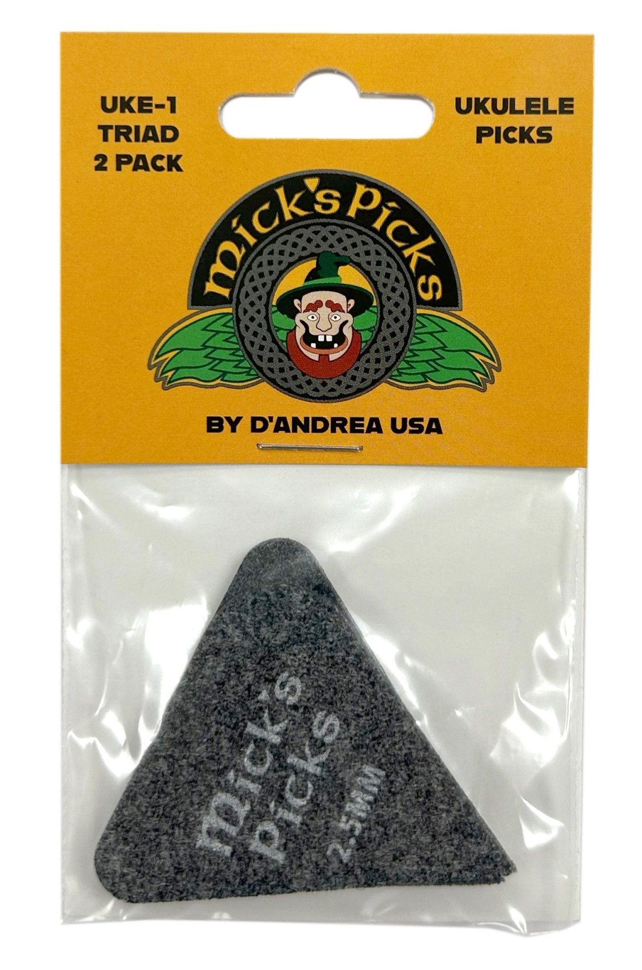 Mick's Picks Uke-1 Triad - Triangle Shape (UKE-1 TRIAD), 2 pcs Pick Pack, 2.50 mm, Grey