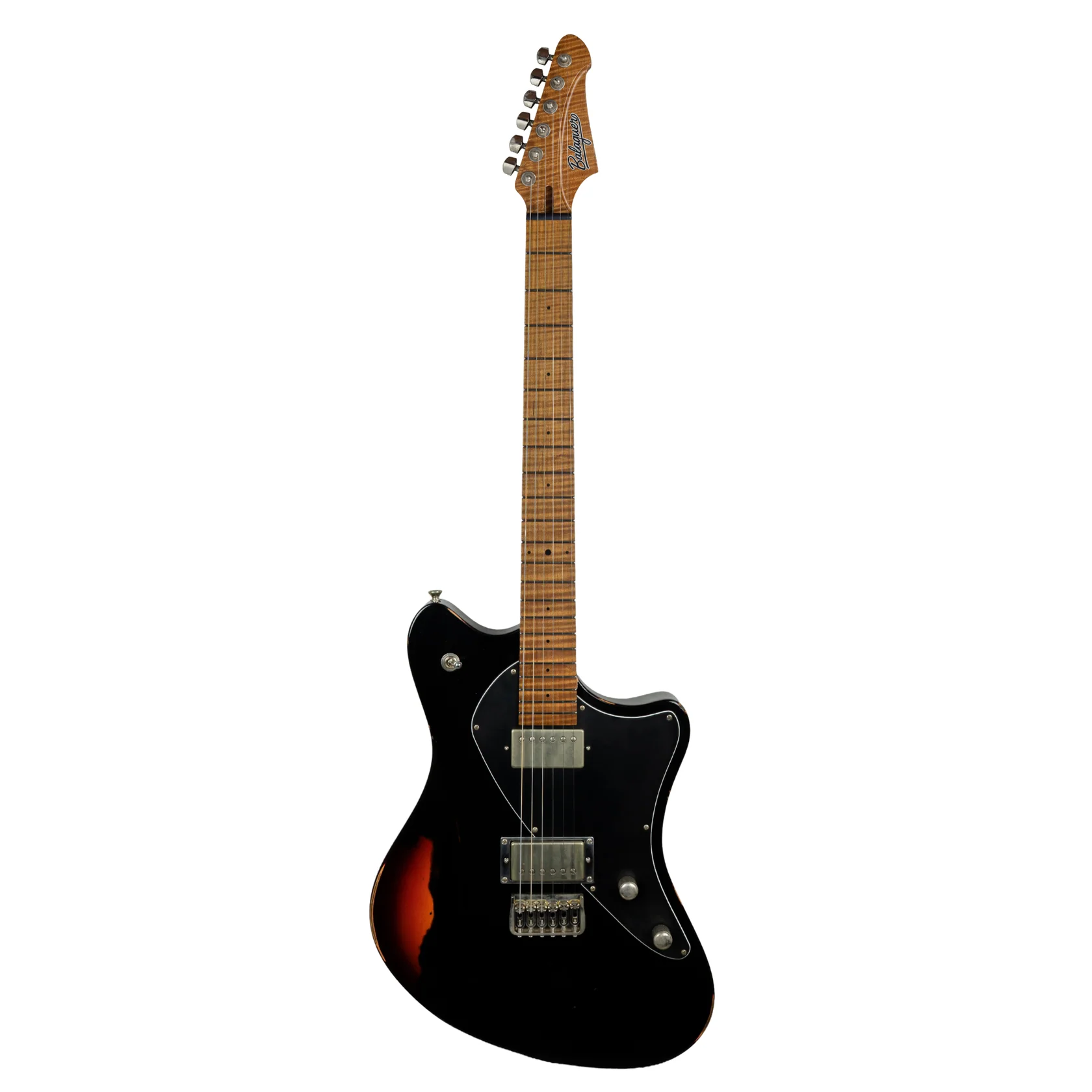 E-Gitarre, Schwarzer Korpus, Sunburst-Finish, Ahornhals, Doppel-Humbucker