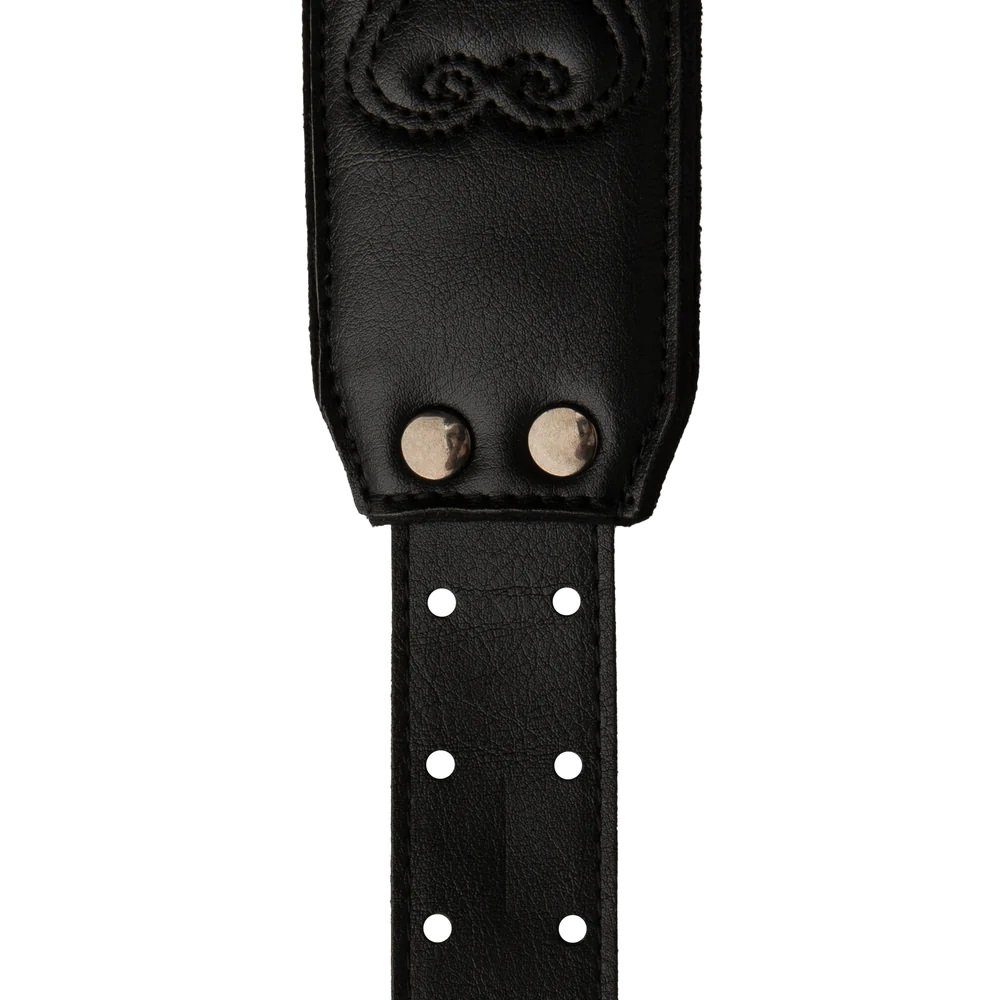 Padded Guitar Strap Custom Leather (Faux) Birds Black