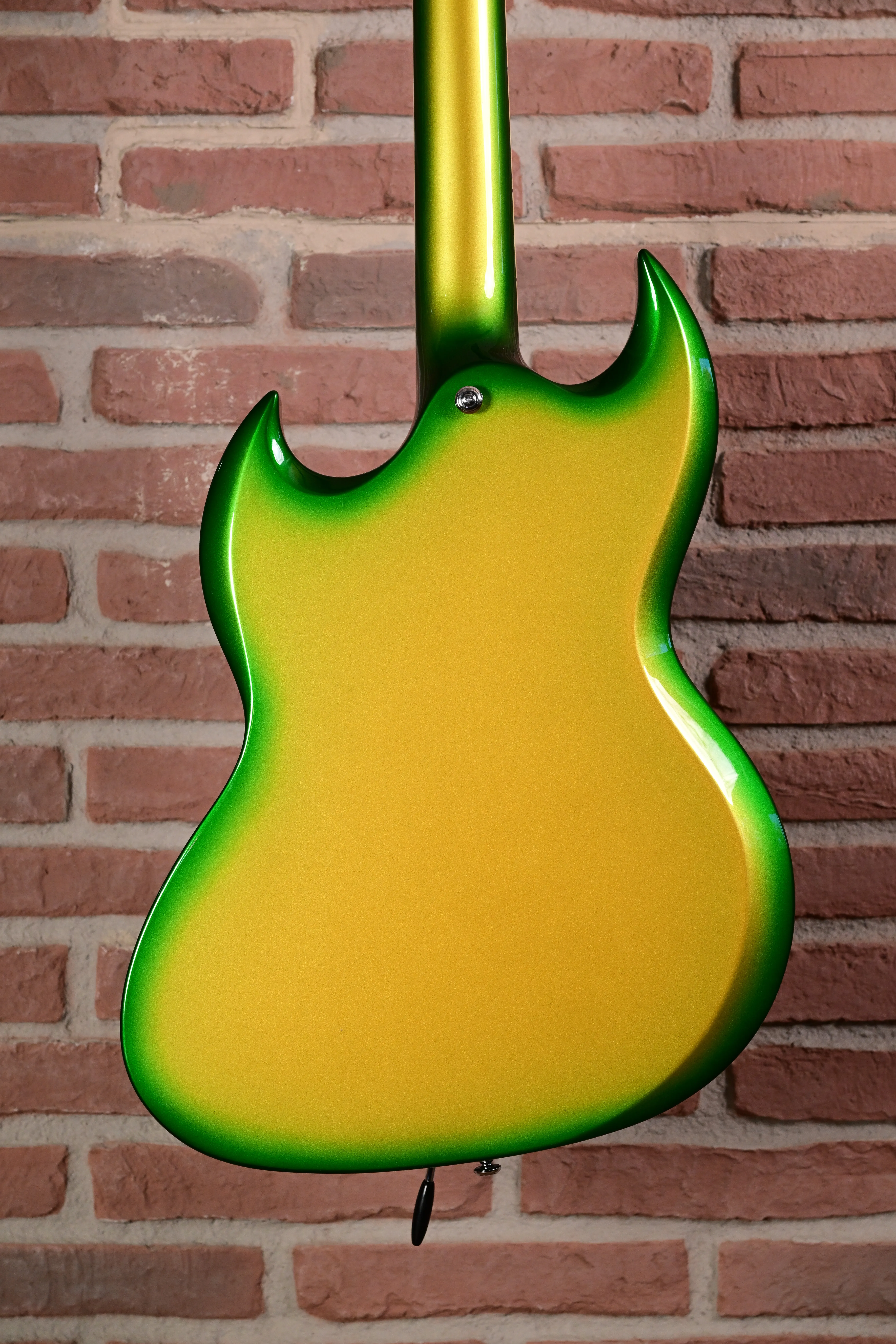 E-Gitarre, gelb-grüner Farbverlauf, Hochglanzlack, Solidbody, geschwungener Korpus