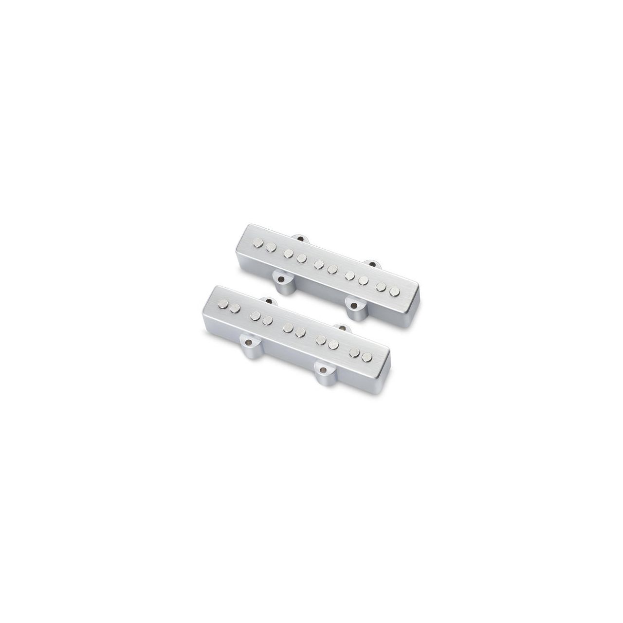 Passive J/J-Style Bass Pickup Set, Metal Cover, Open Pole Pieces, 5-String - Brushed Chrome 