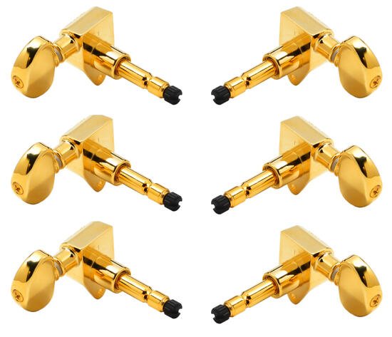 602G Tip Lock Locking Rotomatics with Round Button - Guitar Machine Heads, 3 + 3 - Gold