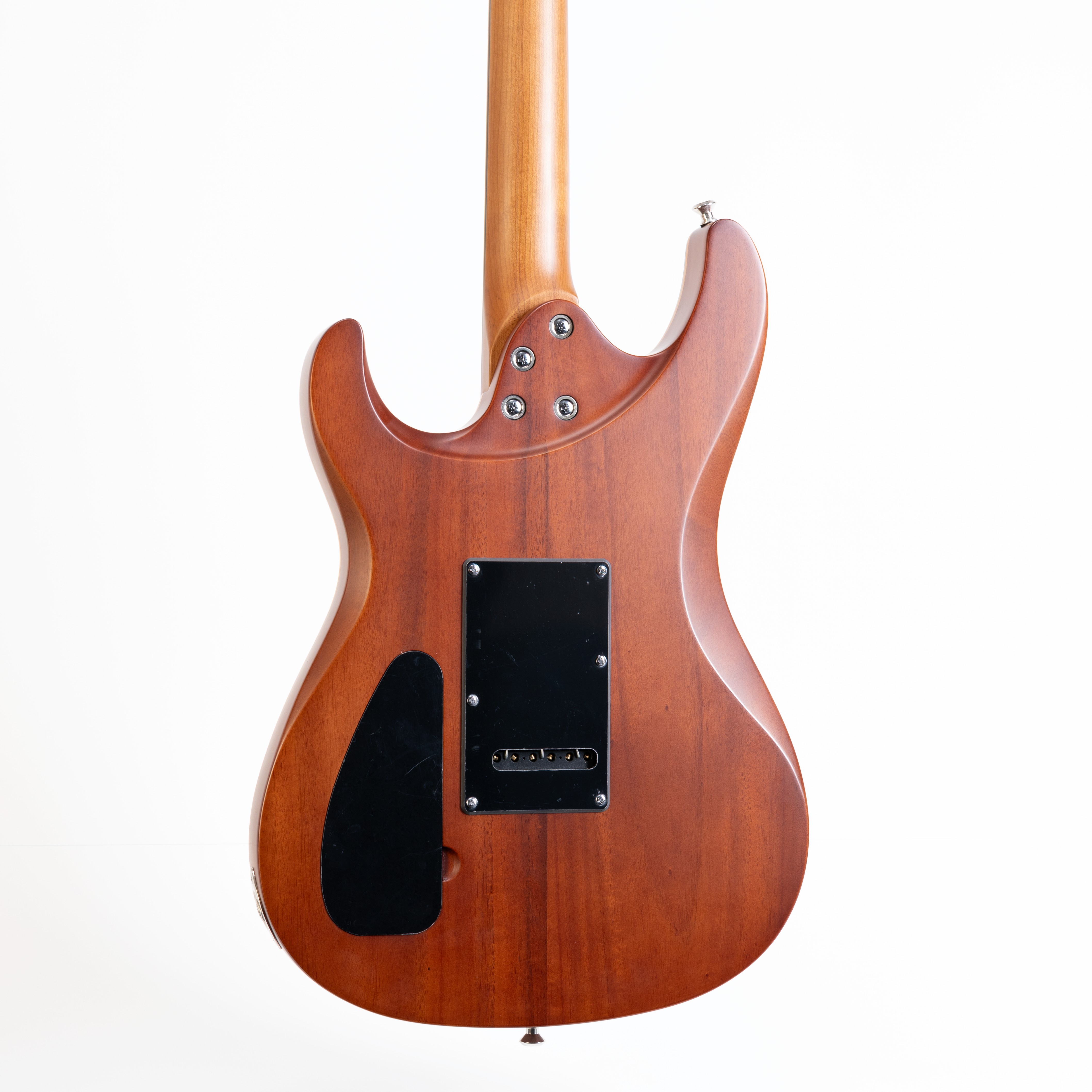 E-Gitarre, Massivholzkorpus, Holzoptik, Braun, Doppel-Cutaway