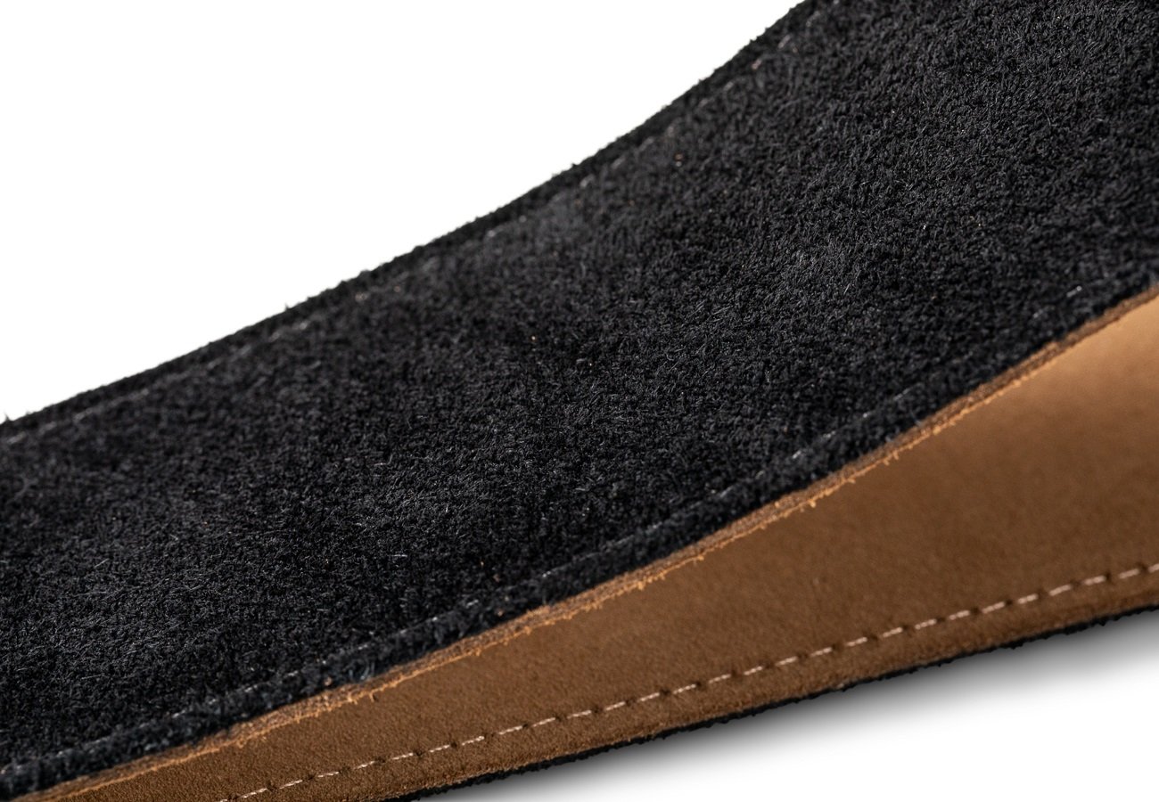 Embroidered Suede Guitar Strap Black