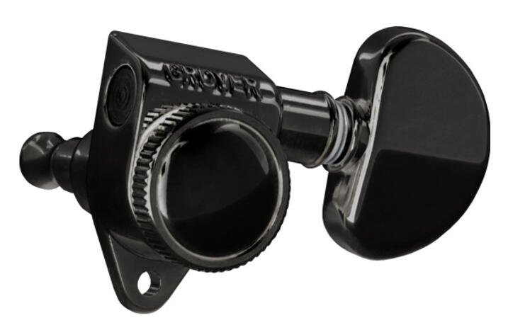 502BC Roto-Grip Locking Rotomatics with Round Button - Guitar Machine Heads, 3 + 3 - Black Chrome
