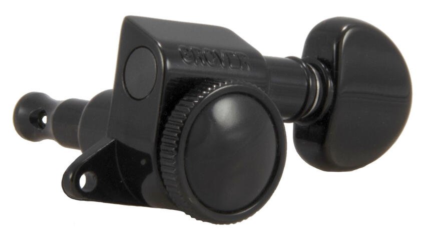 505BC6 Mini Roto-Grip Locking Rotomatics - Guitar Machine Heads, 6-in-Line, Bass Side (Left) - Black