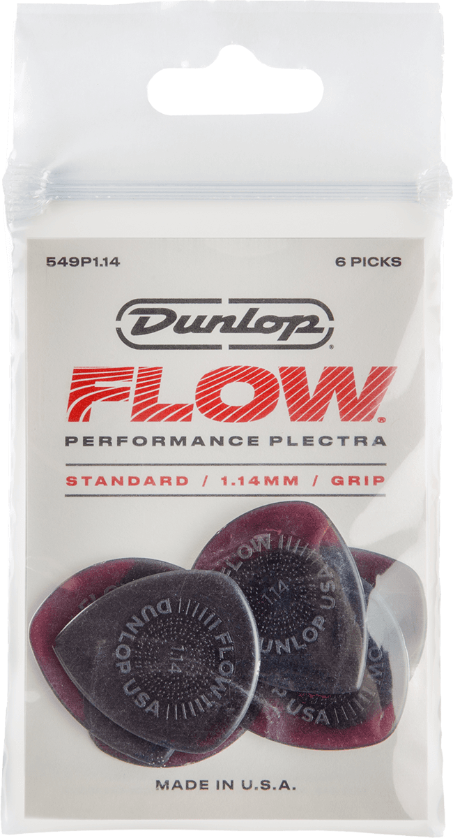 Flow Standard Picks with Grip Player's Pack, 6 Stk., red, 1.14 mm