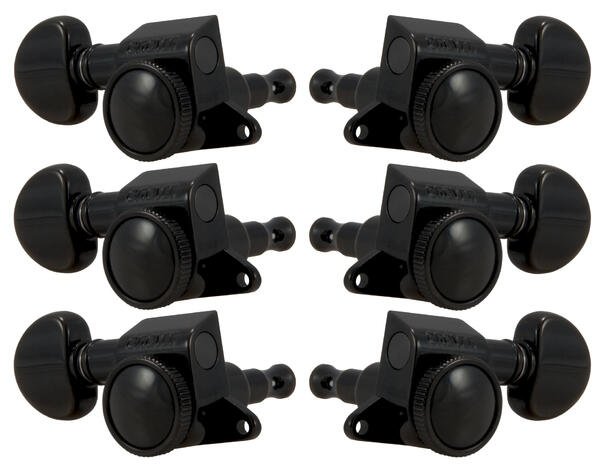 505BC Mini Roto-Grip Locking Rotomatics - Guitar Machine Heads, 3 + 3 - Black Chrome