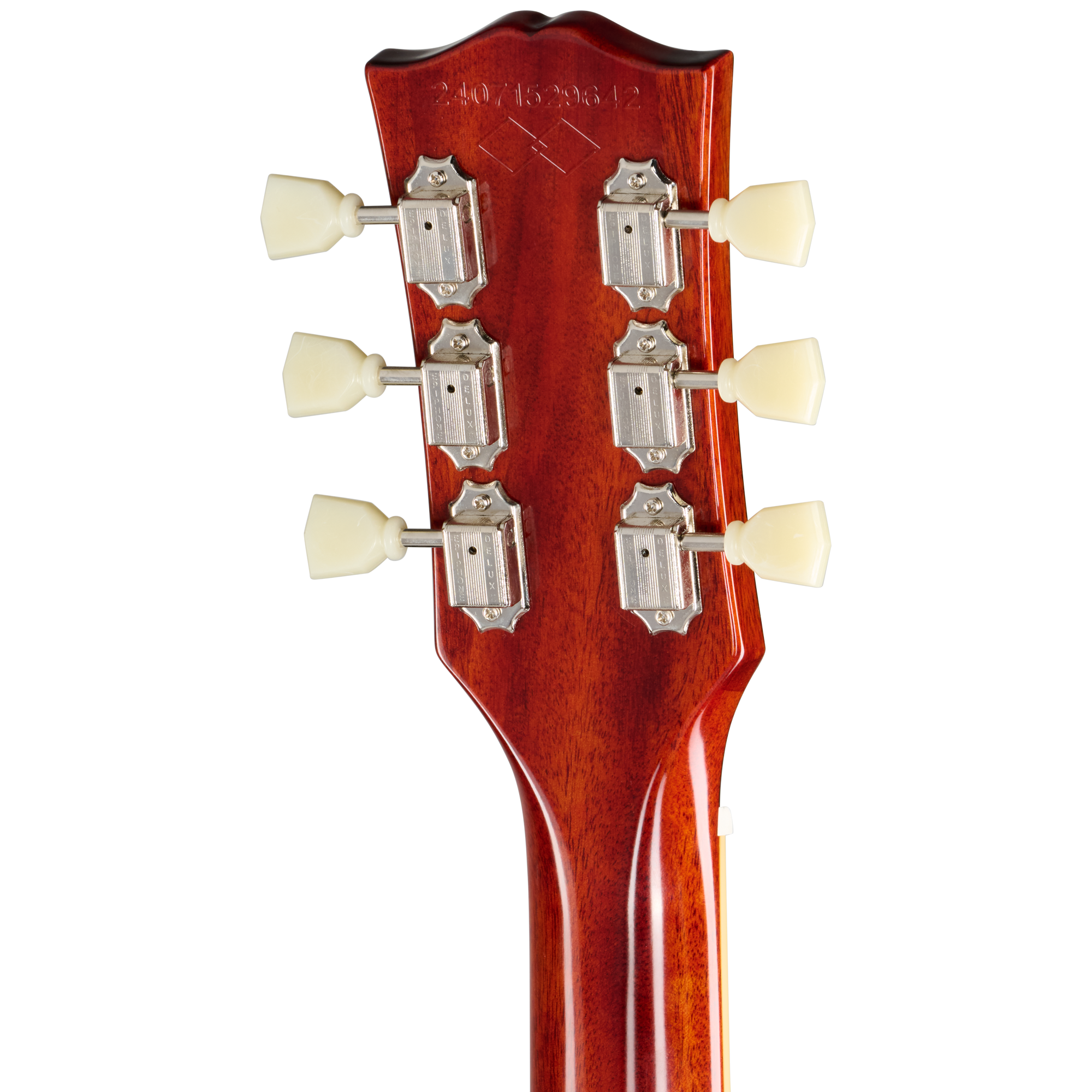 E-Gitarrenhals, Mahagoniholz, Roter Holzton, Sechs Mechaniken, Cremefarbene Knöpfe