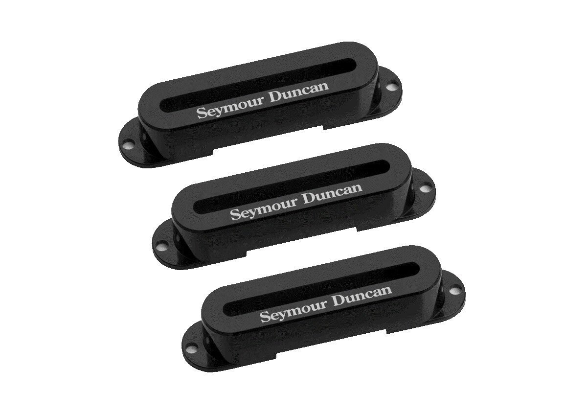 Hot Stack Pickup Cover Set for Strat - Black with Logo
