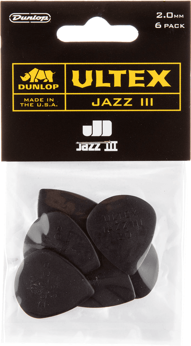 Ultex Jazz III 2.0 Picks, Player's Pack, 6 pcs., black, 2.00 mm
