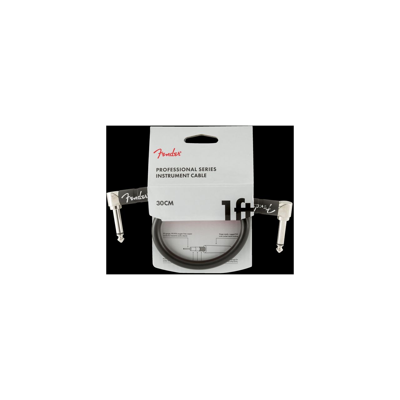 Professional Series Instrument Cables, Angle/Angle, 1', Black (30 cm)