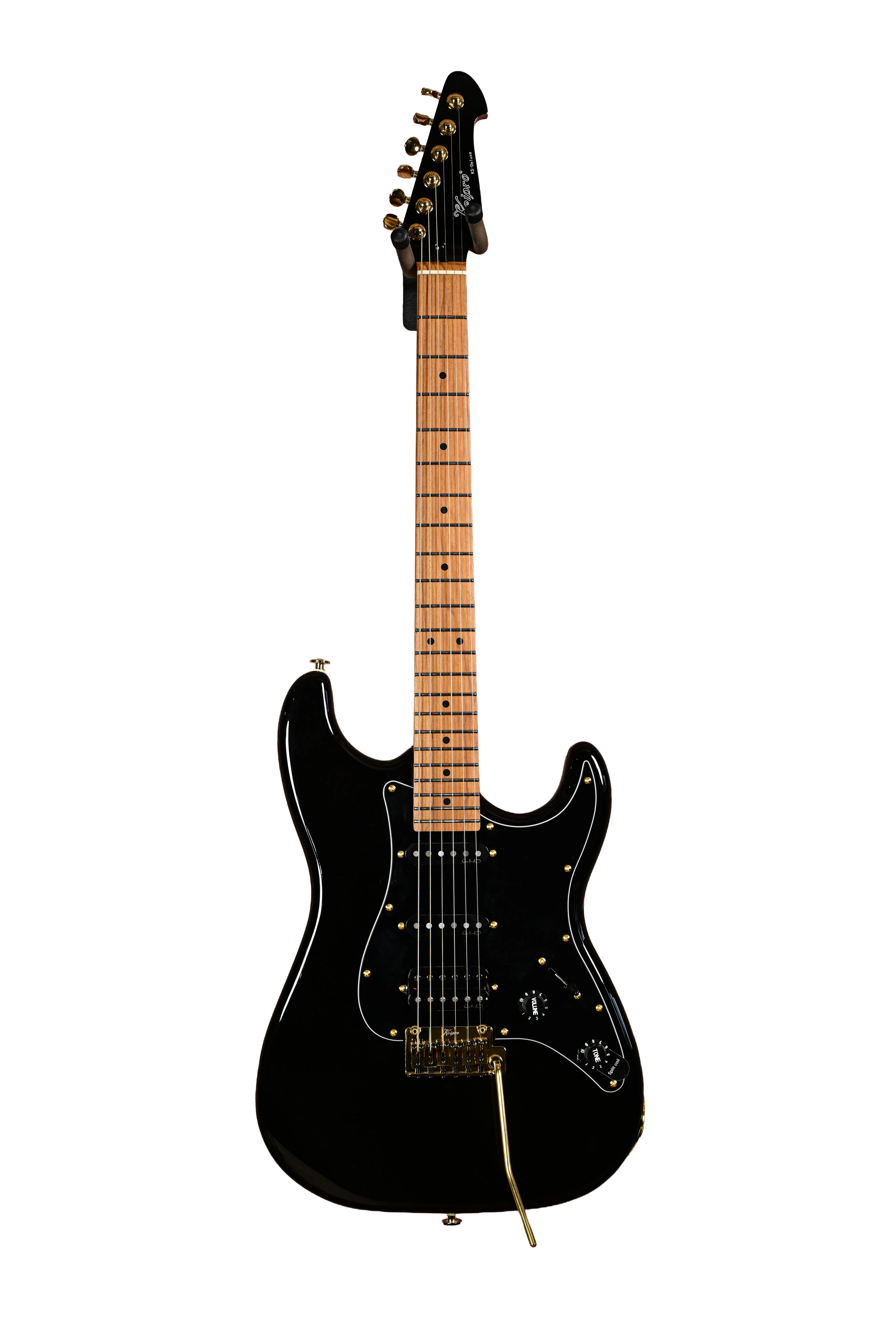 KS-Deluxe Gold Maple SSH Black E-Gitarre
