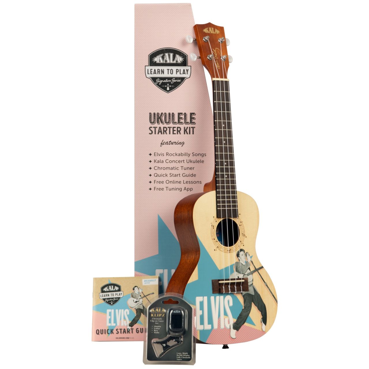 KALA-LTP-C-ERB - Kala Learn To Play Elvis Rockabilly, Concert Ukulele Starter Kit 