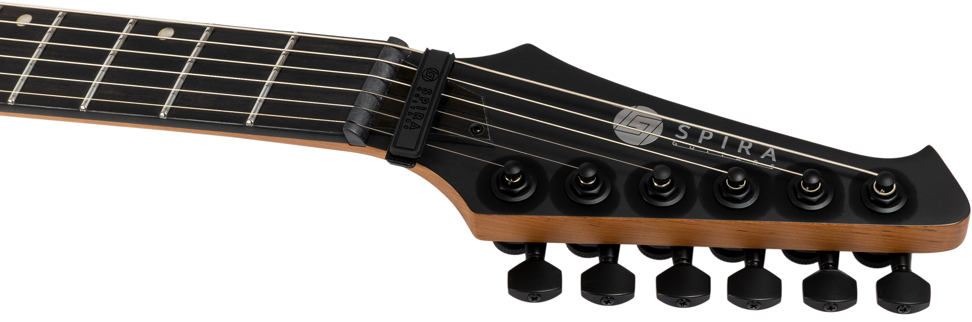 E-Gitarre V-400 von Spira – Headstock mit Markenlogo